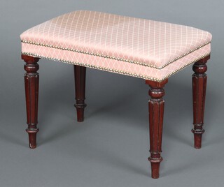 A 19th Century rectangular mahogany stool raised on turned and fluted supports 47cm h x 57cm w x 35cm d (possibly a bidet base)
