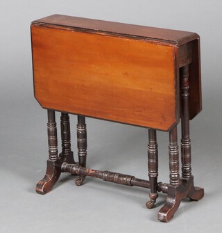 An Edwardian bleached mahogany Sutherland table 54cm h x 53cm w x 12cm d (water/contact marks in places)