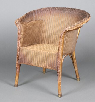 A Lloyd Loom gold painted chair 65cm h x 62cm w x 46cm d 