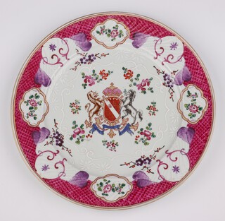 A Samson famille rose plate with armorial 26cm 