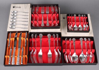 A quantity of silver plated New Bridge cutlery, boxed