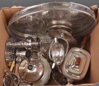 A silver plated 3 piece tea set and minor plated wares