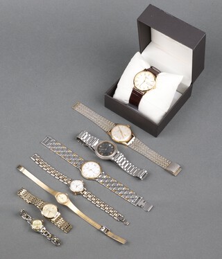 A gentleman's gilt cased Rotary day/date wristwatch and minor wristwatches