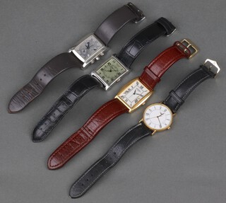 A gentleman's Art Deco style gilt cased Rotary wristwatch and 3 others