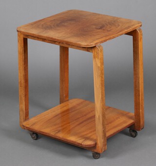An Art Deco walnut 2 tier occasional table 64cm x 53cm x 50cm 