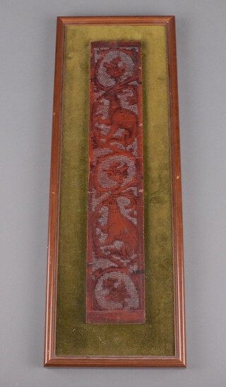 A framed Italian carved cedar wood panel 