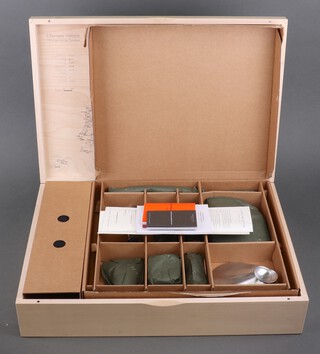A L'atelier Du Vin for Fortnum and Mason sommelier wine set of unused items comprising, apron, corkscrew, bottle opener, stopper, etc, as new in a wooden box