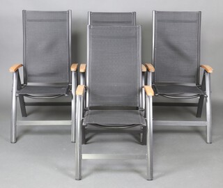A set of 4 tubular metal folding garden chairs 47cm x 57cm x 47cm 