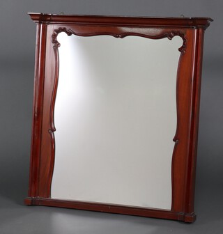 A 19th Century Continental rectangular plate over mantel mirror contained in a mahogany frame 91cm x 86cm 