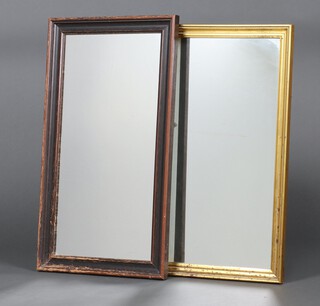 A rectangular plate mirror in a gilt frame 66cm x 46cm and 1 other mirror 69cm x 39cm 