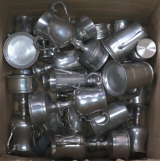 A quantity of metal trophy cups - "The Morgan Motor Company Challenge" and other tankards and mugs 