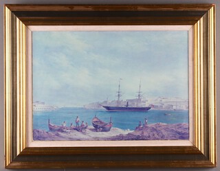 Print, P & O Sunda (1866) "At Malta" framed 40cm x 58cm 