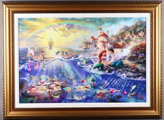 Thomas Kinkade, print on canvas "The Little Mermaid" 60cm x 90cm, framed 