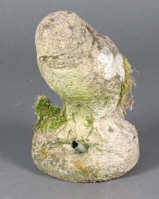 A well weathered concrete garden warden feature in the form of a bird 31cm x 20cm x 15cm (a/f) 