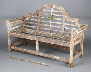 A Lutyens style wooden bench 103cm w x 57cm d