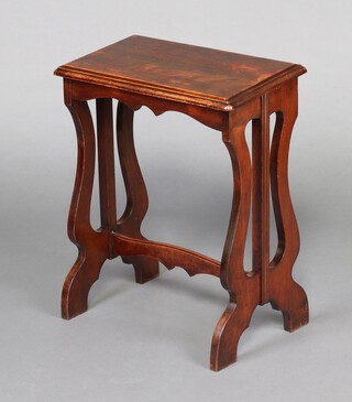 A 19th Century rectangular mahogany organ stool on shaped supports with  H framed stretcher 62cm h x 54cm w x 29cm d  