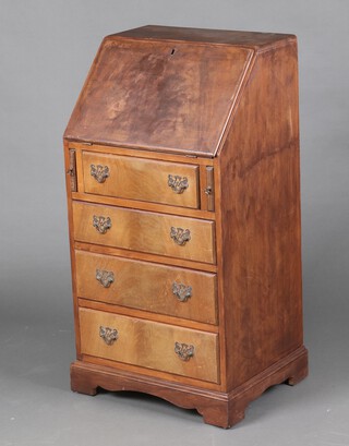 A Georgian style mahogany bureau with fall front above 4 drawers, raised on bracket feet 100cm h x 51cm w x 41cm d 