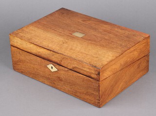 A Victorian mahogany writing slope with brass escutcheon 12cm h x 30cm w x 22cm d 