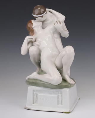 An early 20th Century Rosenthal group of Eros with under glazed printed mark to base 32cm