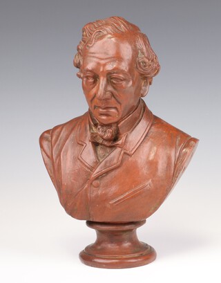 A Victorian earthenware bust of Benjamin Disraeli, The First Earl of Beaconsfield 25cm 