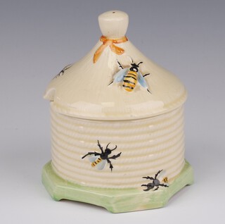 A Crown Devon Art Deco honey pot in the form of a beehive, printed marks, 14cm 