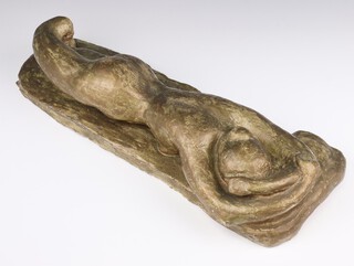 A 20th Century plaster model of a reclining naked lady 50cm 