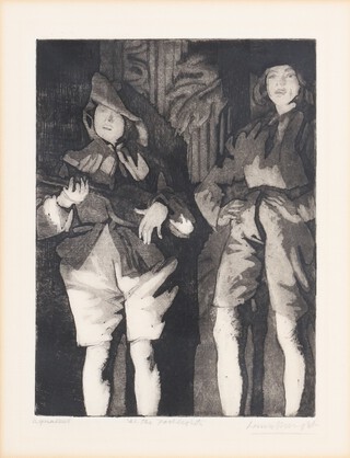 **Dame Laura Knight R.A. (British 1877-1970) - "At The Footlights", aquatint, signed and titled in pencil, published 1923, 24cm x 18.5cm, within a gilt frame ** Please Note - Artists Re-Sale Rights may be payable on this lot 