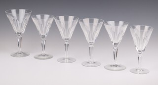 Four Waterford Symphony wine glasses (2 chipped), a smaller ditto and a large wine glass 