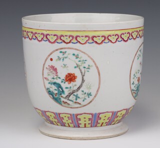 A 20th Century Chinese jardiniere decorated with panels of flowers, trees and insects 17cm 