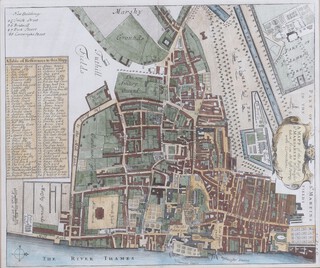 18th Century map "A Mapp of The Parifh of St Margaret's Weftminster, taken from the laft survey with corrections, coloured, 36cm x 30cm,  framed