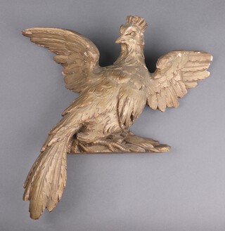 A 19th Century carved wood and gilt painted figure of an eagle with wings outstretched 40cm x 40cm 