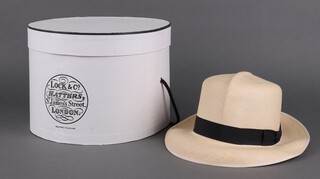 Lock and Co., a gentleman's Panama hat size 7 3/8, complete  with hatbox  