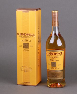 A litre bottle of Glenmorangie Ten Years Old single malt whisky, boxed