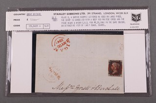 GB Penny Black stamp.  Plate 2.  A superb example lettered HA used on large piece.  The stamp is cancelled with a deep red Maltese cross and the piece bears a Wigan C.D.S. for MY.20.1840 in the same colour.  An attractive item of early usage.  Scarce.  SG 2 Used. 9.01. 178.24221 A, as purchased from Stanley Gibbons in 1978