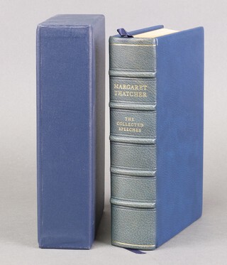 Thatcher Margaret. "The Collected Speeches of Margaret Thatcher", Harper Collins 1997, Limited edition No 25/200, signed by author, bound in blue crushed Morocco with cloth slip case