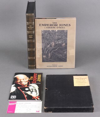 O'Neill Eugene, "The Emperor Jones" - illustrated Alexandr King, pub. Boni & Liveright 1928, limited edition 309/775, signed by author, quarter bound tape and cloth, dustcover, slipcase, quarter bound Morocco faux book casing, 4to