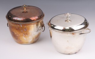 A Dunhill silver plated ice bucket with lion ring handles and liner 21cm, a similar ditto 21cm 