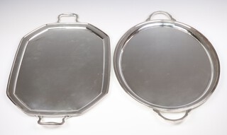 An Art Deco silver plated oval 2 handled tray by the Goldsmiths and Silversmiths Company Ltd., 53cm together with an Art Deco octagonal ditto 54cm  