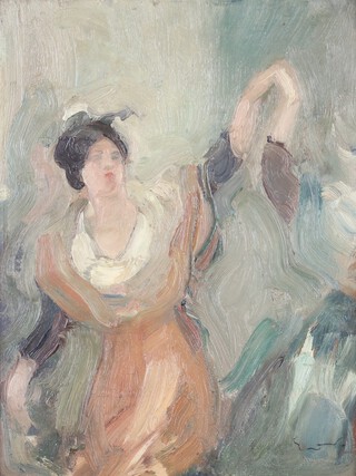 Achille-Emile Othon Friesz (French 1879-1949) - Figures Dancing, early 20th Century oil on panel, signed recto, Salon d'Hiver stamp verso, 34.5cm x 26cm, within a gilt and painted wood frame