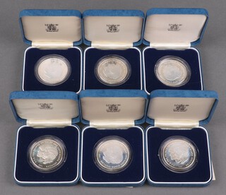 Six commemorative silver proof coins, commemorating the marriage of His Royal Highness The Prince of Wales and Lady Diana Spencer 1981, cased with certificates 