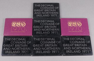 Five 1971 decimal coinage of Great Britain and Northern Ireland coin sets together with 2 1970 ditto, cased