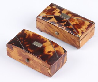 A Regency tortoiseshell trinket box 6.5cm, a ditto 7cm 