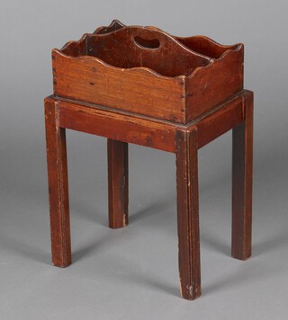 A Georgian rectangular mahogany twin compartment cutlery tray, raised on a associated base 60cm x 39cm x 29cm 