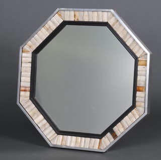 Antony Redmile, a 20th Century octagonal plate mirror contained in a bone effect and chrome frame 74cm x 73cm 