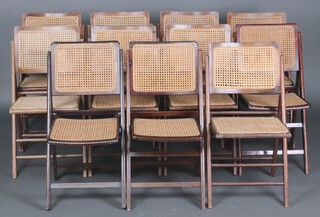 A set of 10 Habitat style beech framed folding chairs 83cm h x 40cm w x 42cm d (heavily sun bleached) 