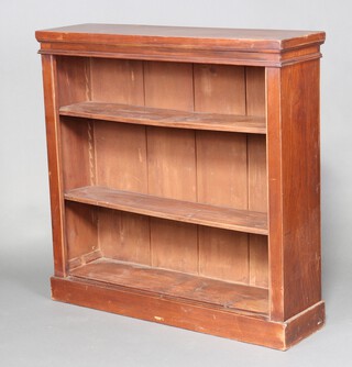 A 19th Century mahogany open bookcase fitted adjustable shelves on a platform base 106cm h x 107cm w x 30cm d 
