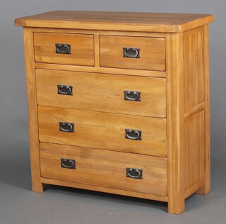 A hardwood chest of 2 short and 3 long drawers 98cm h x 98cm w x 43cm d 