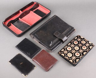 Asprey, a leather and gilt metal mounted note pad holder and other leather items 