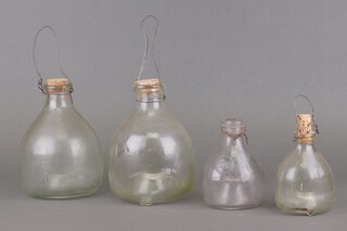 Two pairs of glass wasp catchers 20cm and 13cm 