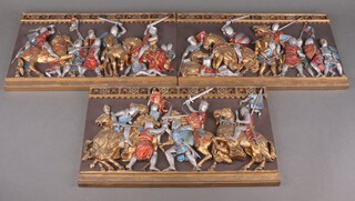 Three Marcus Design composition plaques The Battle of Evesham 24cm x 40cm 